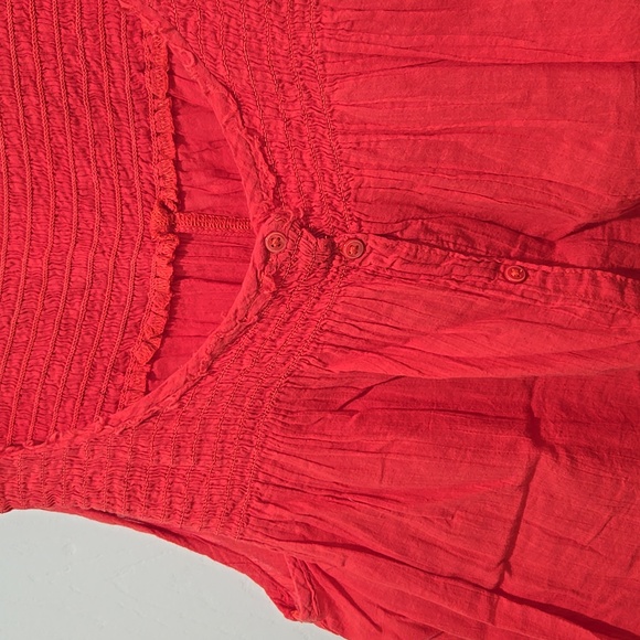 American Eagle coral red sleeveless lightweight button-down top tunic shirt S - Picture 2 of 7
